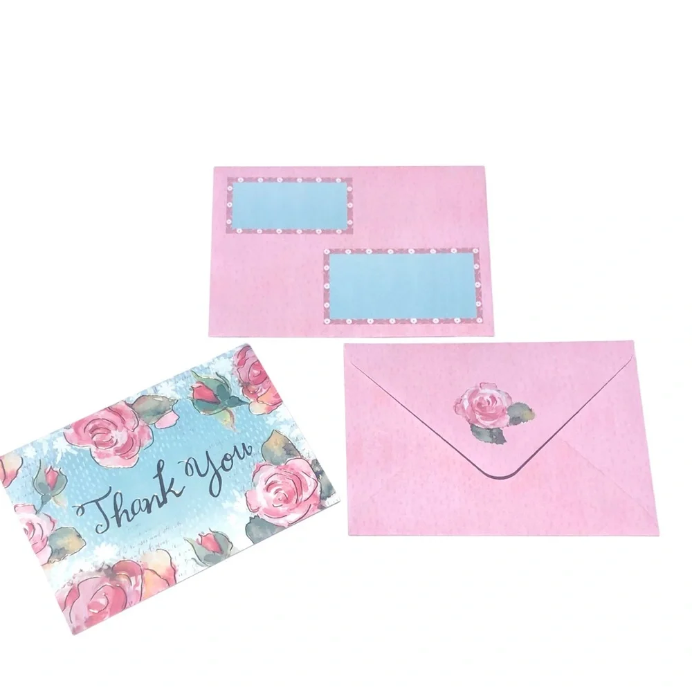 Punch Studio Thank You Roses Note Cards in Embellished Pouch (13744), 10 ct